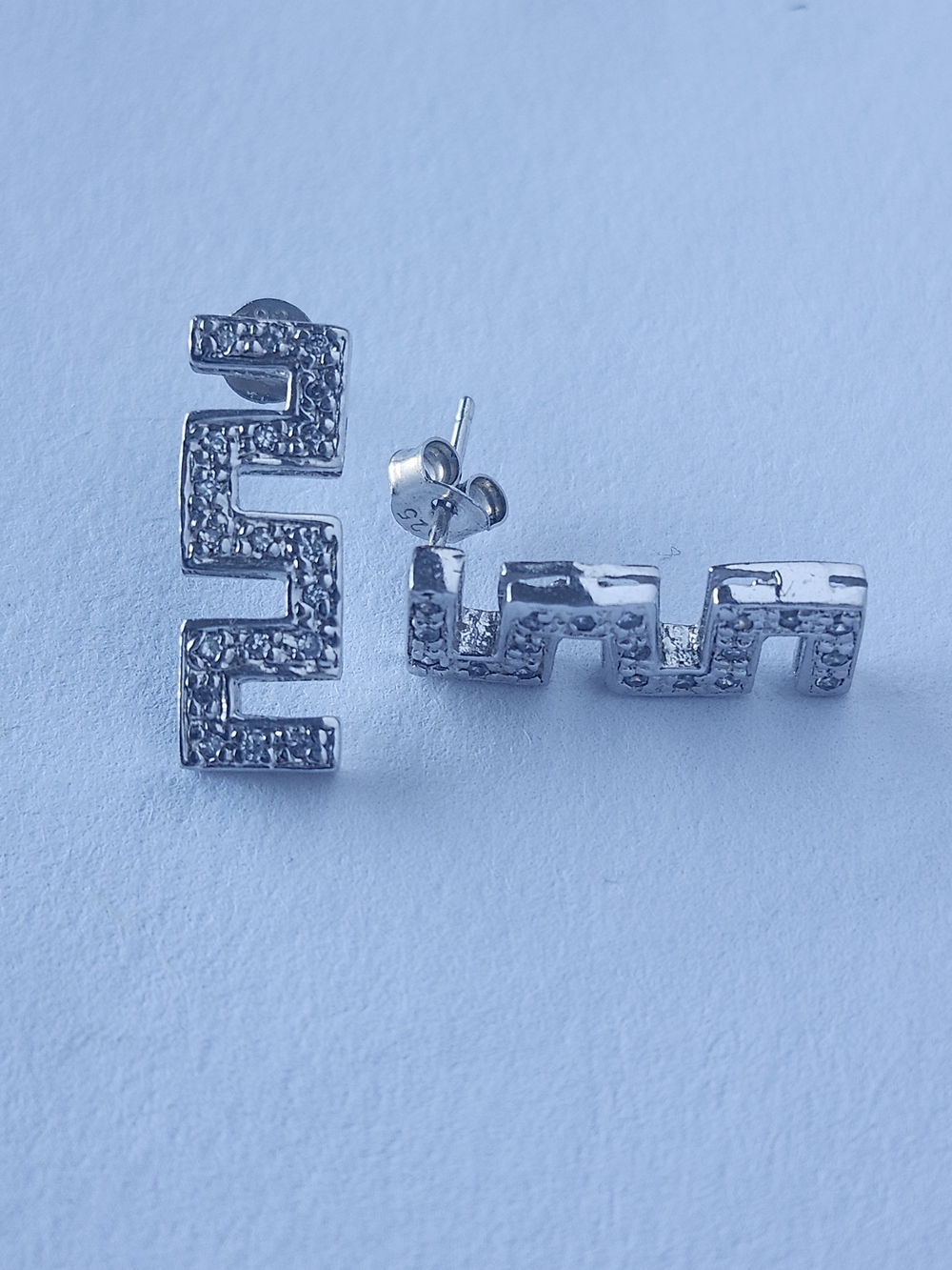 Silver Zigzag Pavé Earrings